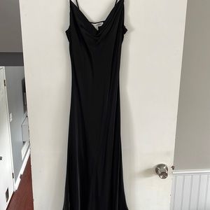 Lola & Grace Satin black midi cowneck dress